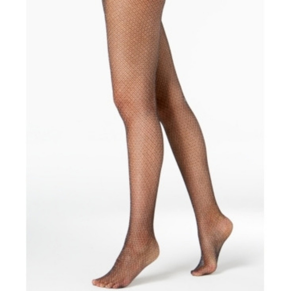 I.N.C. Glitter Fishnet Tights – Metallic Sheer Stockings With High Waist, Black XS/S - View #2
